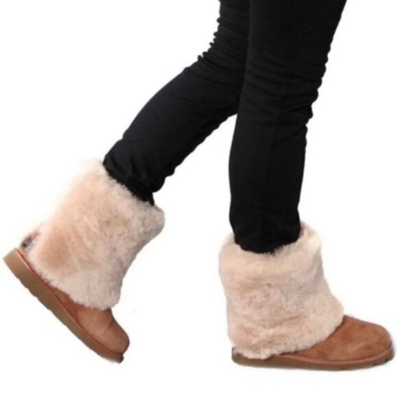NIB$395 Ugg Maylin Sherpa Sheepskin Shearling Cuff Suede Ankle Boots 7 - Picture 5 of 15